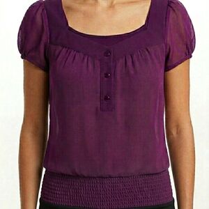 Reitmans Deep Purple Blouse with Button Accents